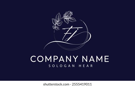 FJ J F  initial signature logo template vector