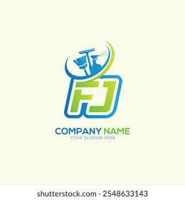 FJ or JF Letter Local Cleaning vector logo. Cleaning service logo vector