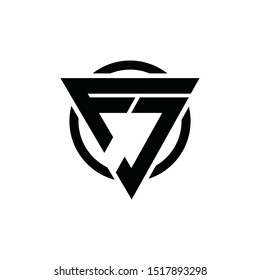 FJ, JF Triangle Logo Circle Monogram Design Vector Super Hero Concept