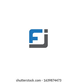 FJ letter logo JF vector design FI icon IF blue & white