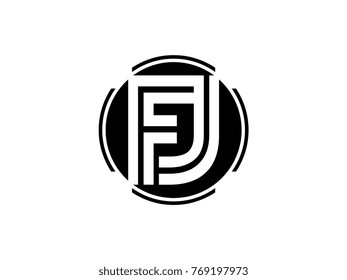 FJ letter logo round black