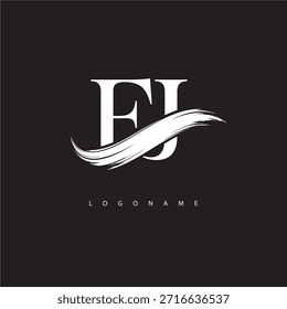 Logotipo del monograma de la letra de FJ con la carrera del cepillo para la identidad moderna de la marca