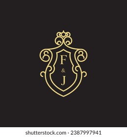 FJ line vintage initial logo in high quality professional design that will print well across any print media