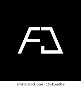 Monograma abstracto del logo FJ aislado en fondo negro