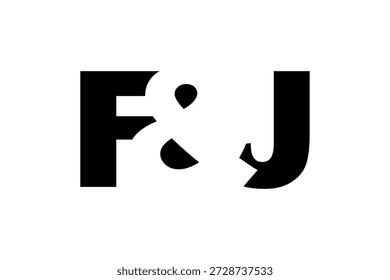 Design do logotipo FJ em estilo negrito. Símbolo de identidade branco preto. Emblema de tipografia moderna. ícone Marca corporativa. Modelo de negócios mínimo.