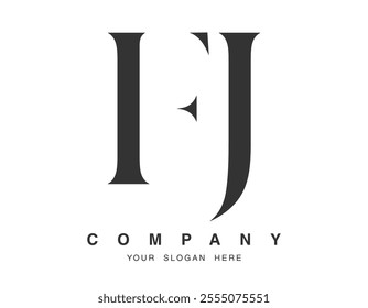 FJ logo design. Initial letter f and j serif font style. Creative classic company name typography. Trendy logotype or identity. Vector illustration.