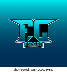 Logo de FJ ESport Gaming inicial con plantilla de vector de diseño de color de luz azul
