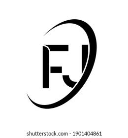 FJ logo. F J design. White FJ letter. FJ F J letter logo design. Initial letter FJ linked circle uppercase monogram logo.
