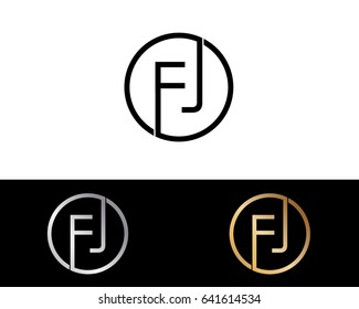 Fj Logo. Letter Design Vector with Red and Black Silver, Gold  Colors
