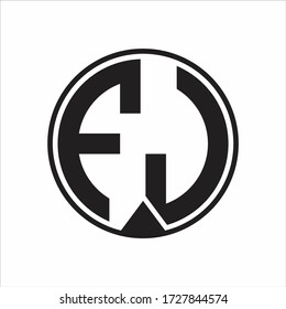 Logo FJ círculo monograma con estilo de la cinta en el fondo blanco