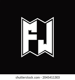 Monograma de logotipo FJ con plantilla de diseño de estilo emblemático sobre fondo negro