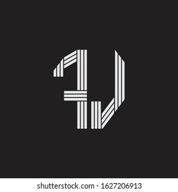 FJ Logo monogram with outline style linked isolated on black background