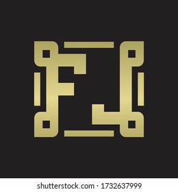 Monograma de logotipo FJ con plantilla de diseño de arte de línea