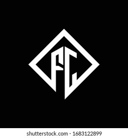 FJ logo monogram with square rotate style design template