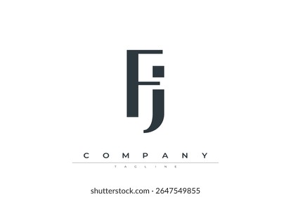 FJ Modern Initials Logo Design (em inglês). Logotipo de marca com iniciais estilizadas apresentando design arrojado e estética moderna. Ideal para profissionais de marca de negócios ou projetos criativos com foco em minimalista