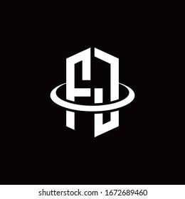 FJ monogram logo in a hexagon style and surrounded by a ring