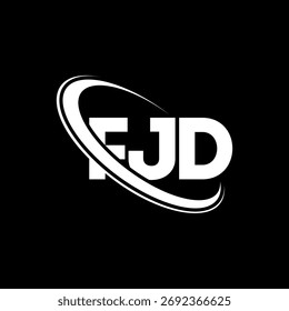 Logotipo del FJD. Carta del FJD. Diseño del logotipo de la letra de FJD. Logotipo de FJD con el círculo y el logotipo del monograma en mayúsculas. Tipografía FJD para tecnología, negocio y marca inmobiliaria.