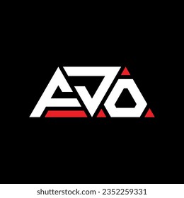 FJO triangle letter logo design with triangle shape. FJO triangle logo design monogram. FJO triangle vector logo template with red color. FJO triangular logo Simple, Elegant, and Luxurious design.