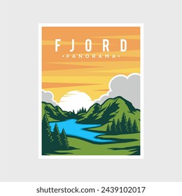 Fjord panorama poster vector illustration design