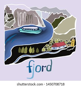 Fjord Scandinavia. Vacation. Natural landscape. In color