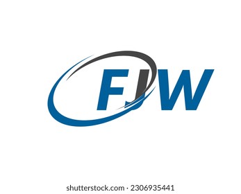 FJW letter creative modern elegant swoosh logo design