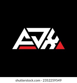 FJX triangle letter logo design with triangle shape. FJX triangle logo design monogram. FJX triangle vector logo template with red color. FJX triangular logo Simple, Elegant, and Luxurious design.