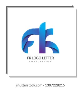 FK circle lowercase design of alphabet letter combination with infinity suitable as a logo for a company or business - Vector