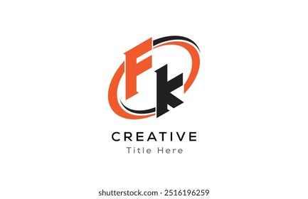 FK creative letter logo with circle area. Initial letter FK linked circle uppercase monogram logo. FK initial letter logo vector design.

