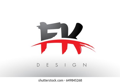 FK F K Brush Logo Letters Design with Red and Black Colors and Brush Letter Concept.