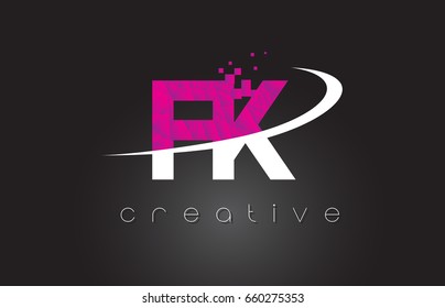 FK F K Creative Letters Design. White Pink Letter Vector Illustration.