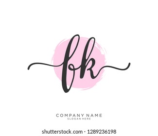FK F K Initial handwriting logo template