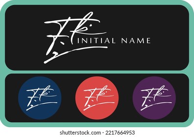 Fk F k initial handwriting Fk initial handwriting signature logo template vector hand lettering for designs or for identity