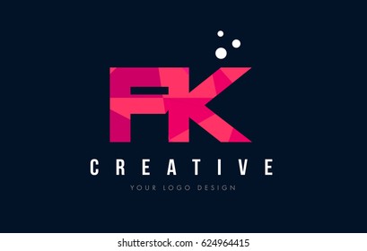 FK F K Purple Letter Logo Design with Low Poly Pink Triangles Concept