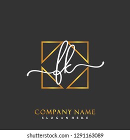 FK Initial Handwriting logo template vector