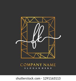 FK Initial Handwriting logo template vector