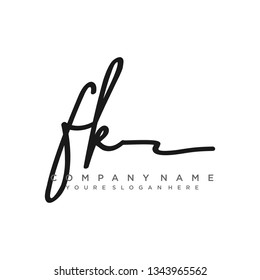 FK  Initial Handwriting logo template vector