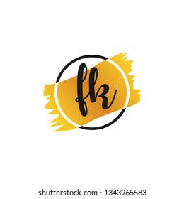 FK  Initial Handwriting logo template vector