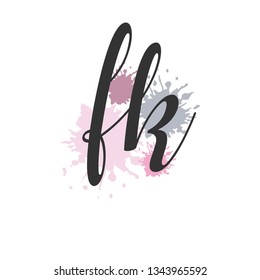 FK  Initial Handwriting logo template vector