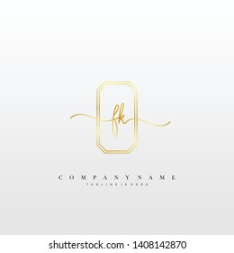 FK initial handwriting logo template vector