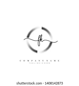 FK initial handwriting logo template vector