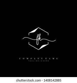 FK initial handwriting logo template vector