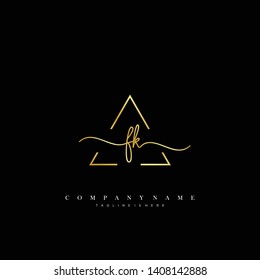 FK initial handwriting logo template vector