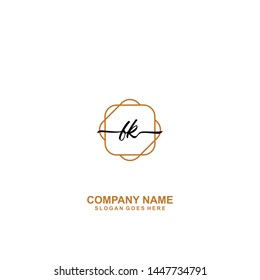 FK Initial handwriting logo template vector