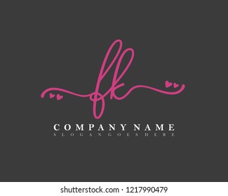 FK Initial handwriting logo vector