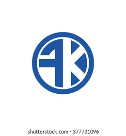 FK initial letters circle business logo blue