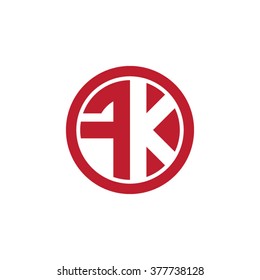 FK initial letters circle business logo red