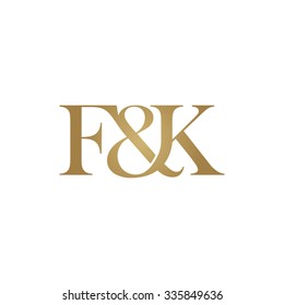 F&K Initial logo. Ampersand monogram golden logo