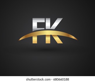 FK initial logo company name colored gold and silver swoosh design. vector logo for business and company identity.

