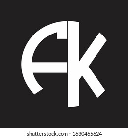 FK Initial Logo design Monogram Isolated on black and white