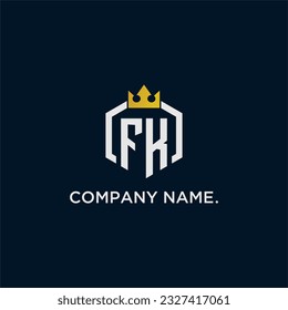 FK initial monogram logo design for hexagon style  crown elegant image